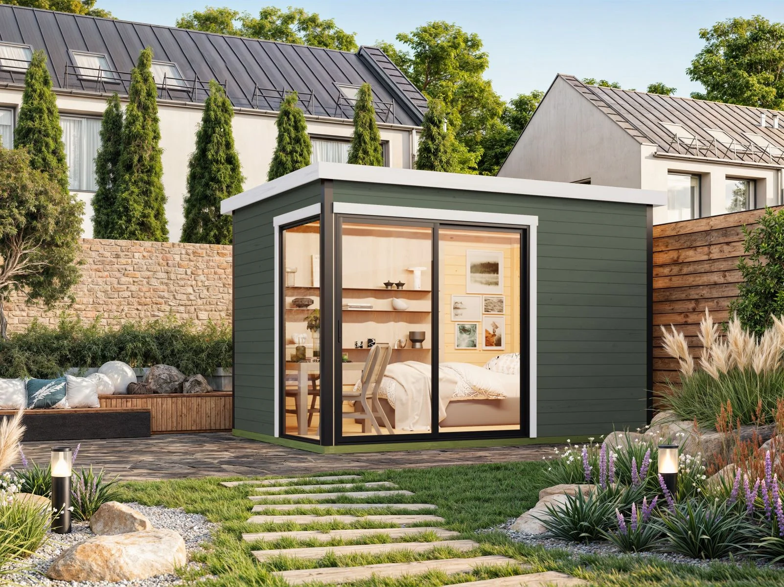 Lasita Gartenhaus Austin 2, grüngrau