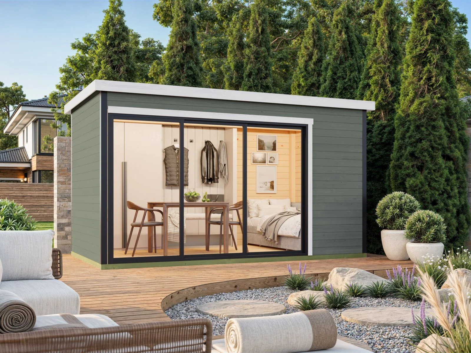 Lasita Gartenhaus Austin 4, grüngrau