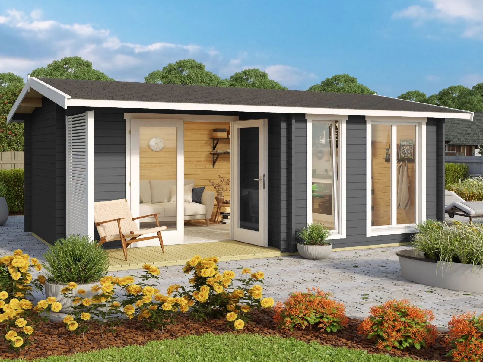 Lasita Gartenhaus Brighton 44 mm, carbongrau