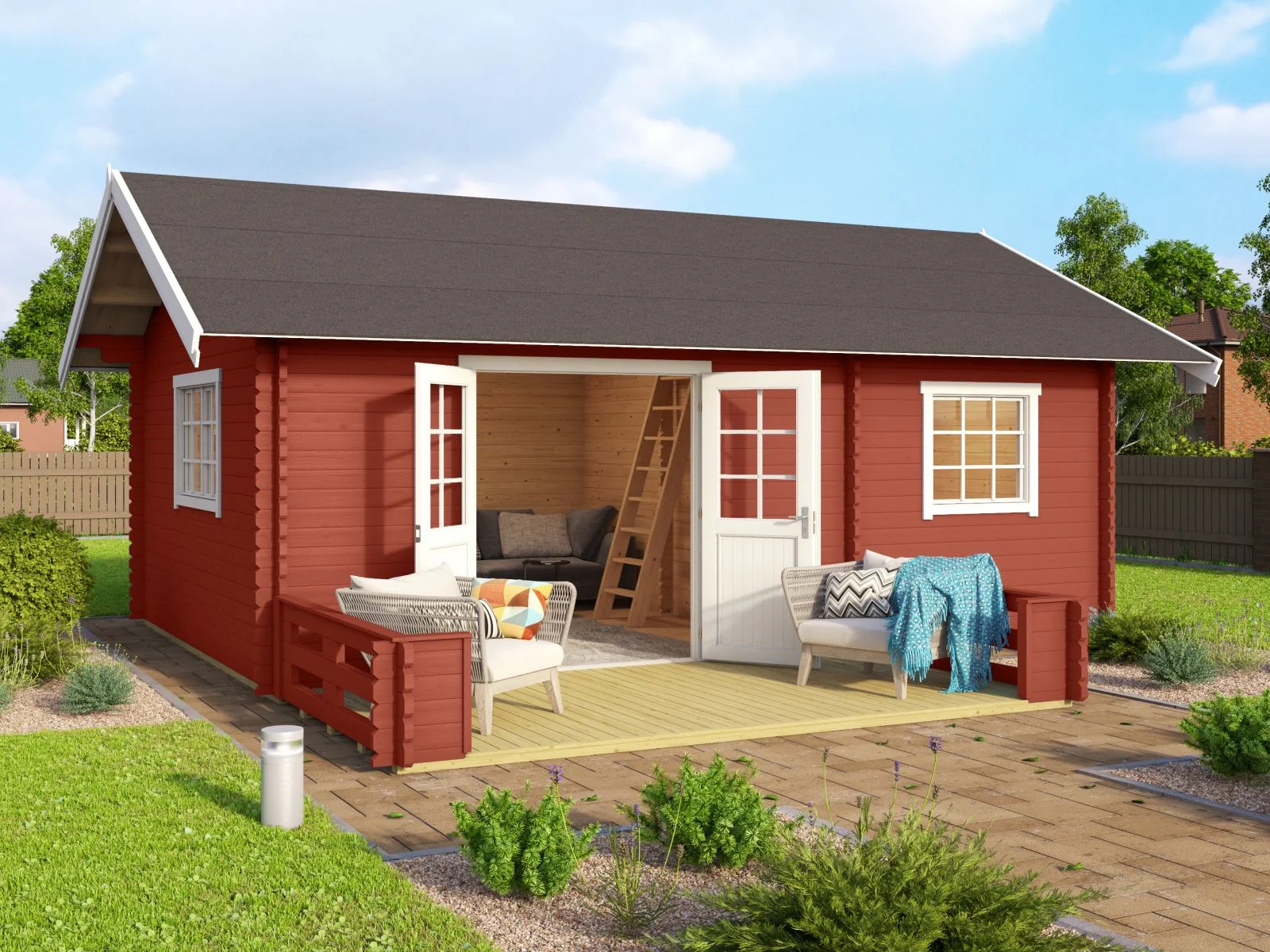 Lasita Gartenhaus Caroline Terrasse, schwedenrot
