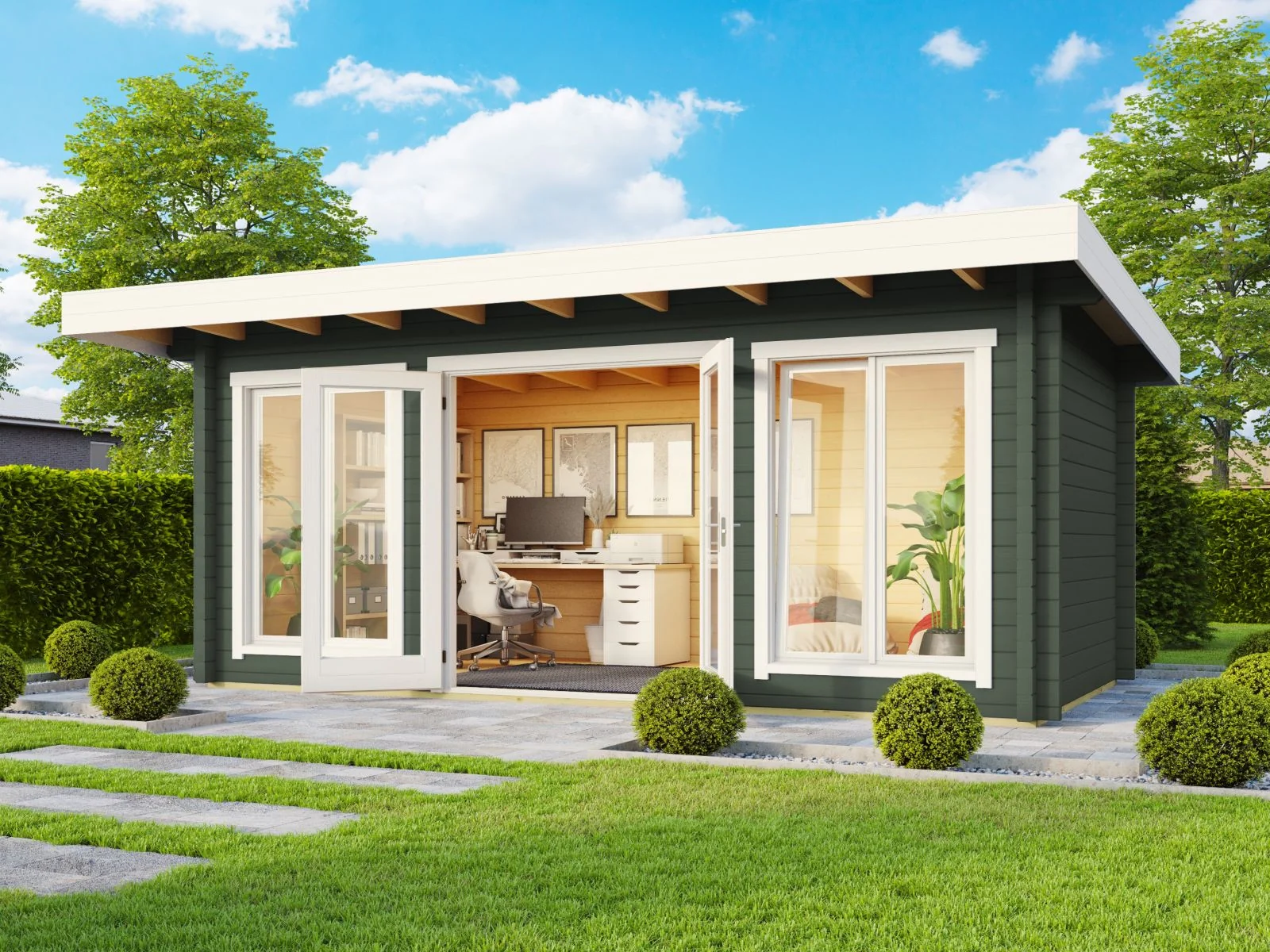 Lasita Gartenhaus Dorset 73, grüngrau, 70 mm