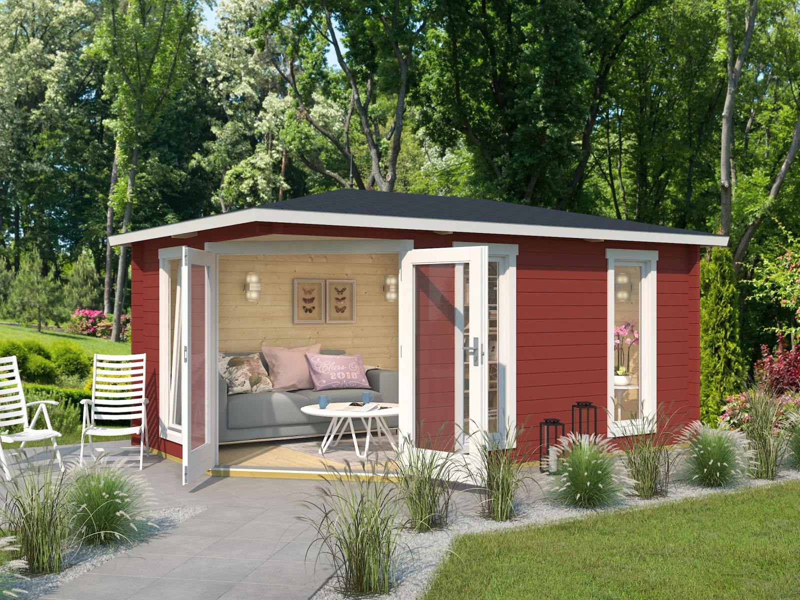 Lasita Gartenhaus Edinburgh 2, schwedenrot, 40 mm
