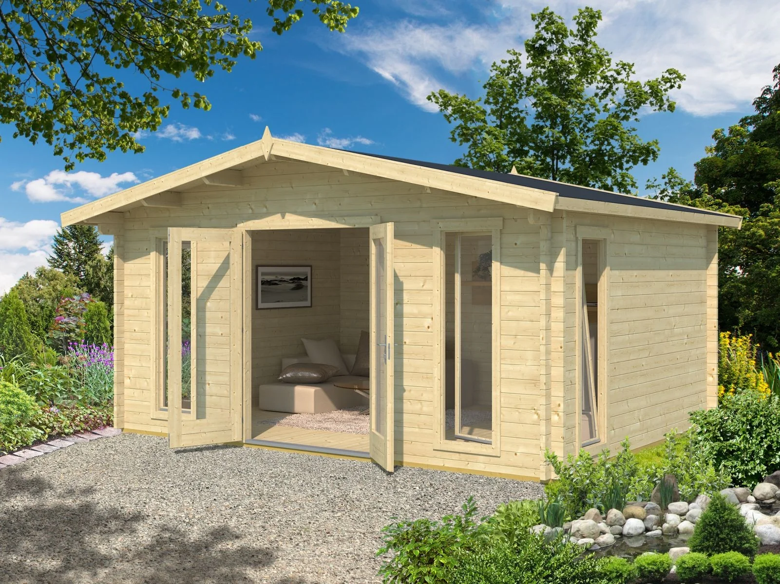 Lasita Gartenhaus Elgin 44 Gold, naturbelassen, 44 mm