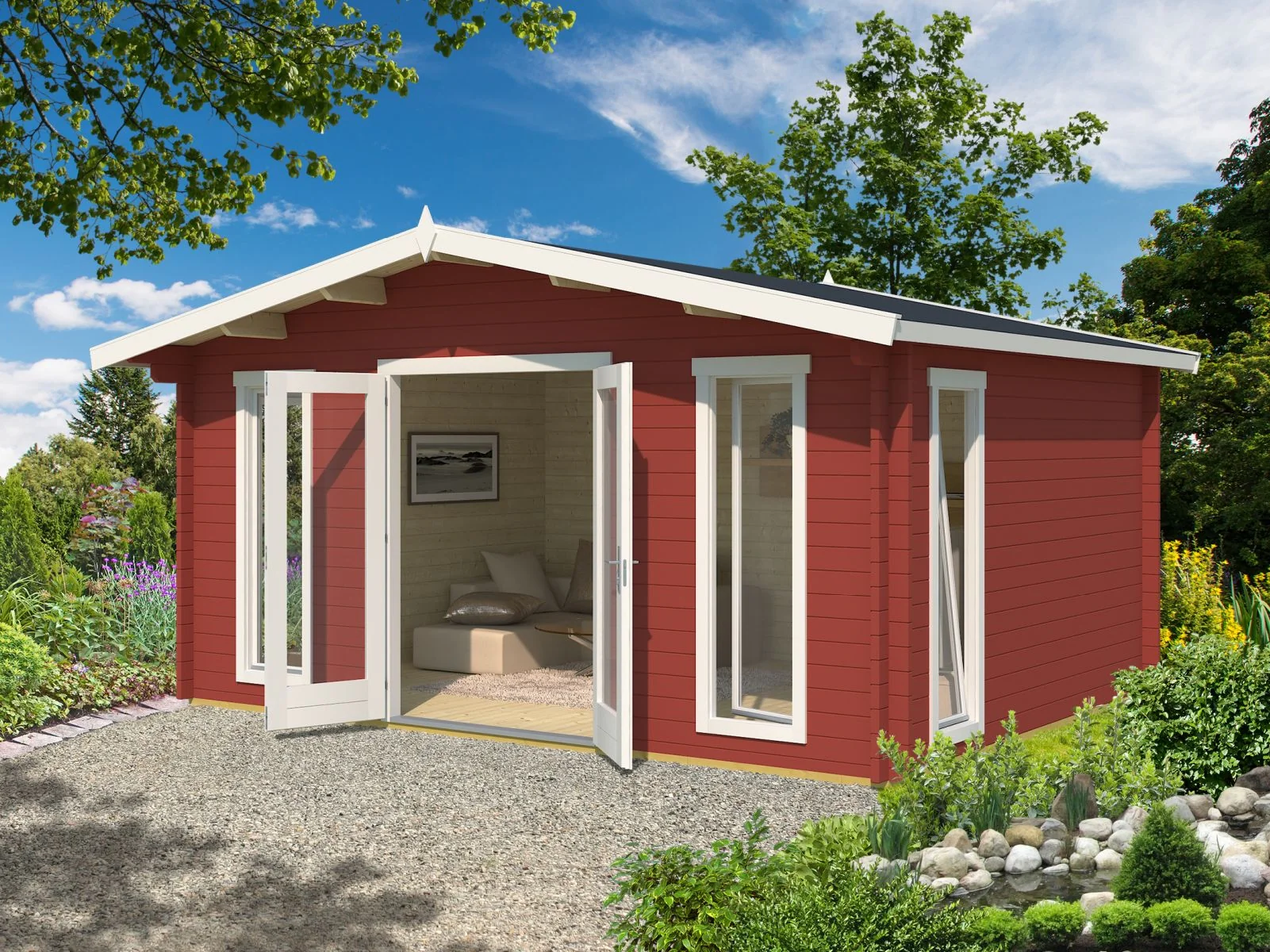 Lasita Gartenhaus Elgin 44 Gold, schwedenrot, 44 mm