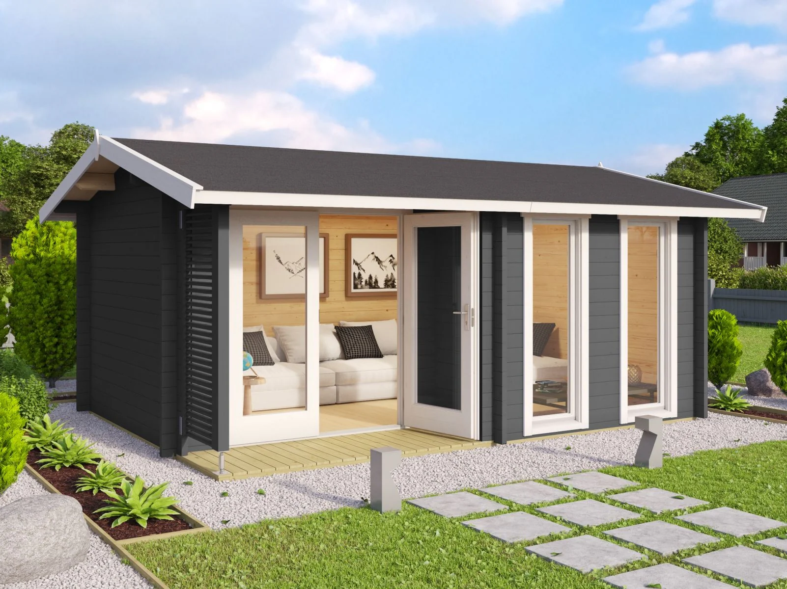 Lasita Gartenhaus Hampshire, carbongrau, 44 mm