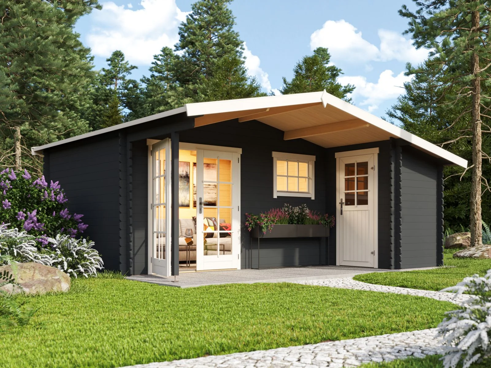 Lasita Gartenhaus Little Rock, carbongrau, 34 mm