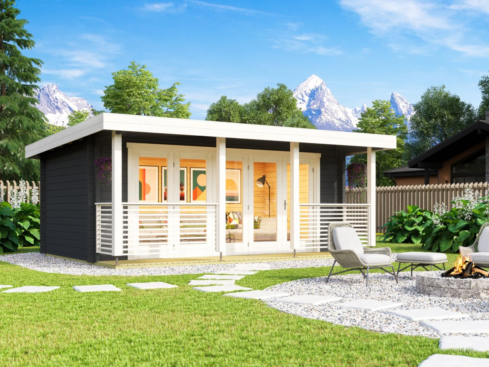 Lasita Gartenhaus Liverpool 1, carbongrau, 70 mm