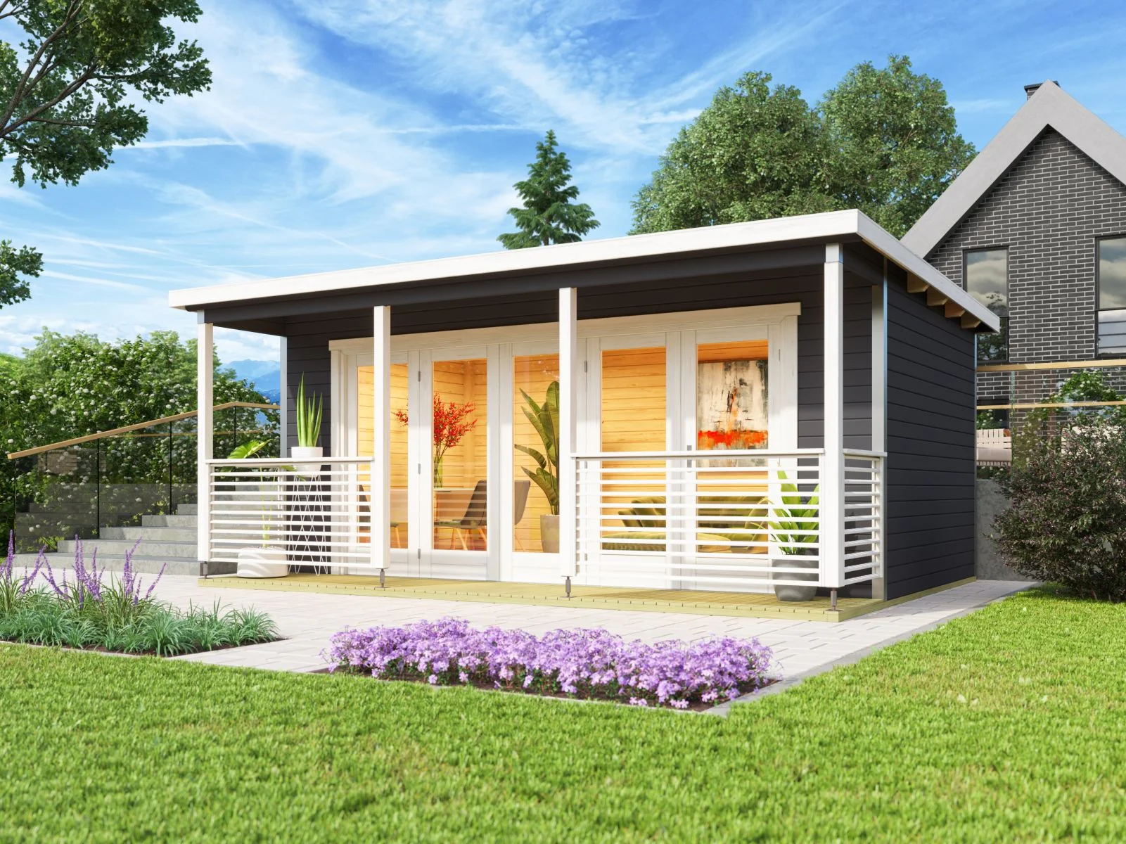 Lasita Gartenhaus Liverpool 2 , carbongrau, 44 mm