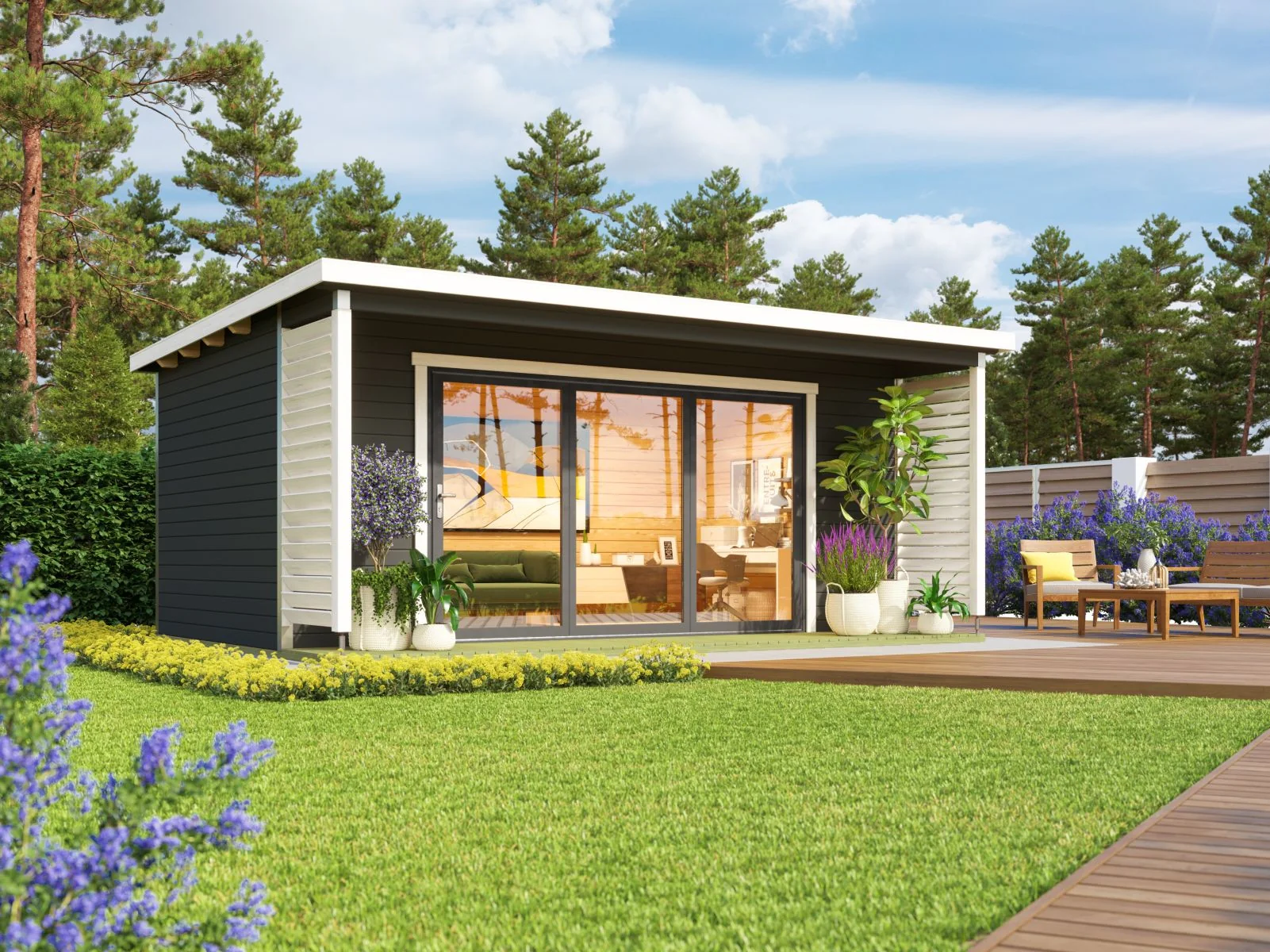 Lasita Gartenhaus Liverpool 3 , carbongrau, 44 mm