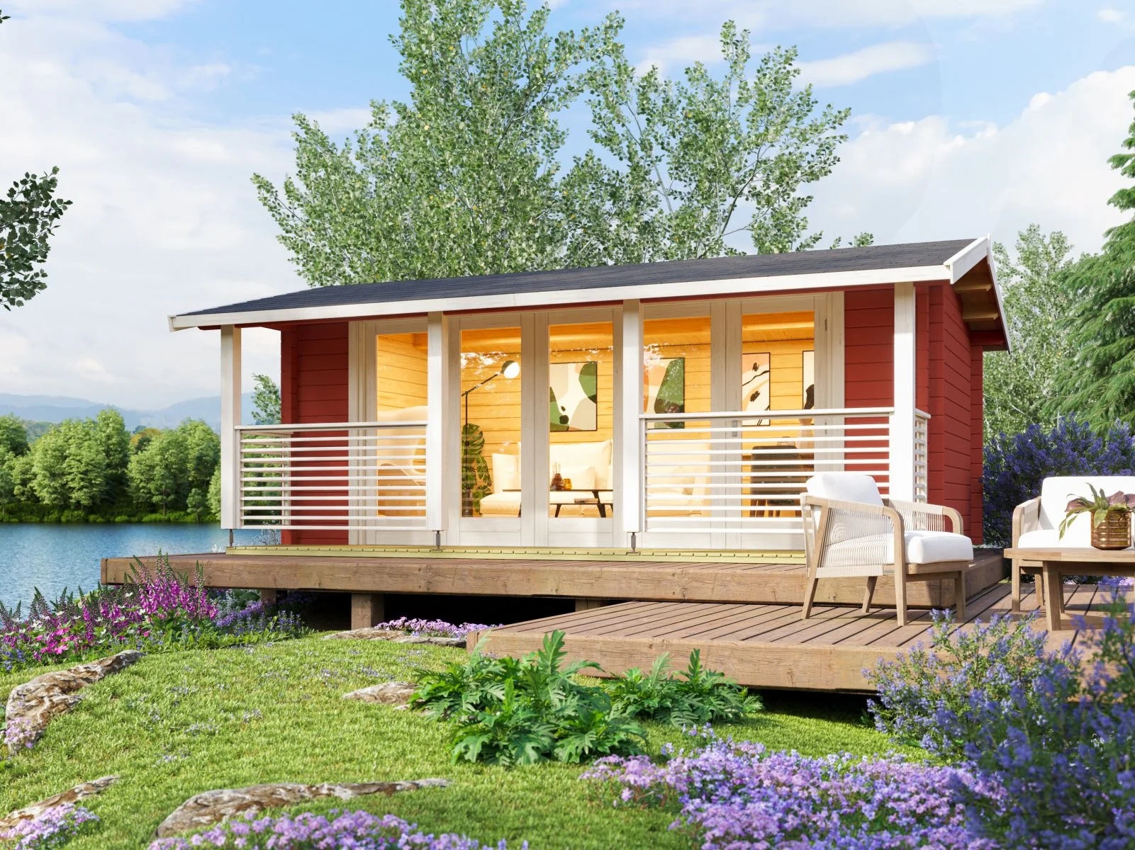 Lasita Gartenhaus Lyndhurst, schwedenrot, 70 mm