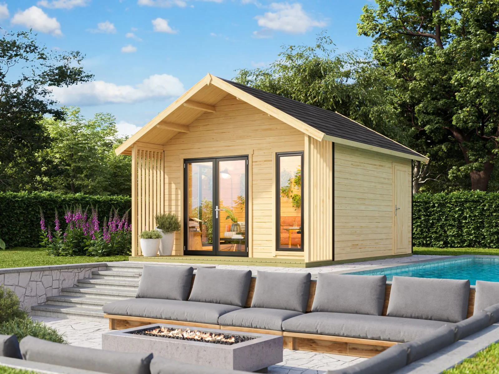 Lasita Gartenhaus Murano 1, naturbelassen, 44 mm