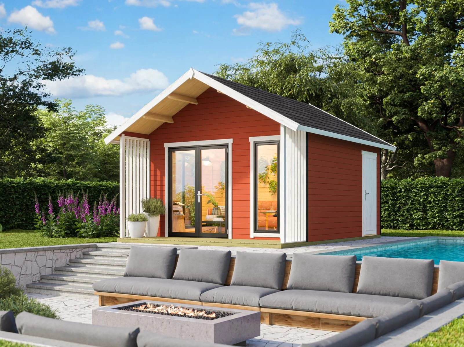 Lasita Gartenhaus Murano 1, schwedenrot, 44 mm