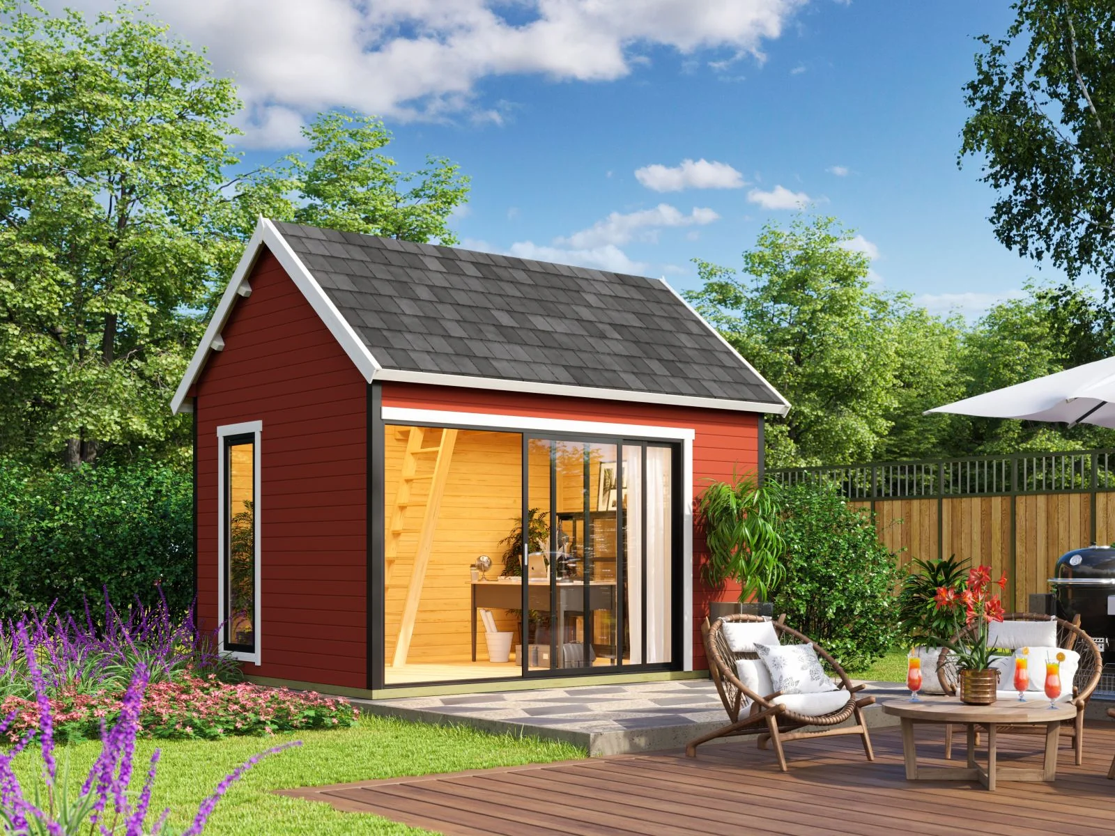 Lasita Gartenhaus Murano 2, schwedenrot, 44 mm