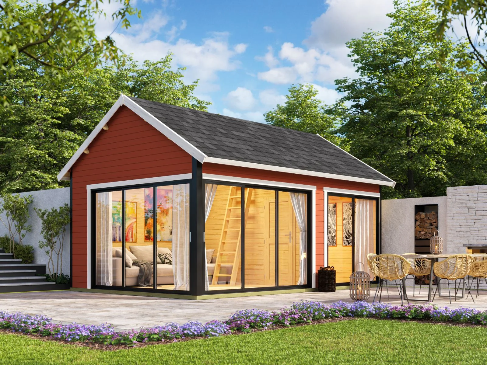 Lasita Gartenhaus Murano 3, schwedenrot, 44 mm
