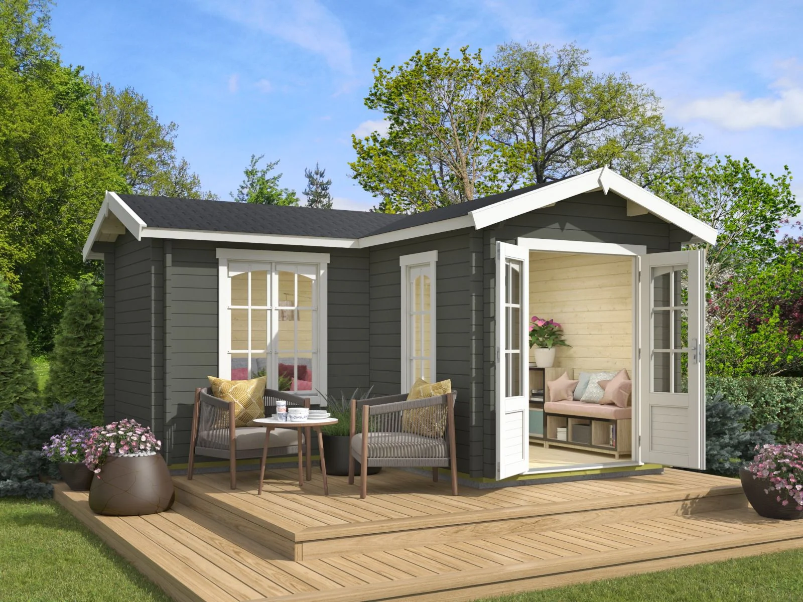 Lasita Gartenhaus Portsmouth 44, grüngrau