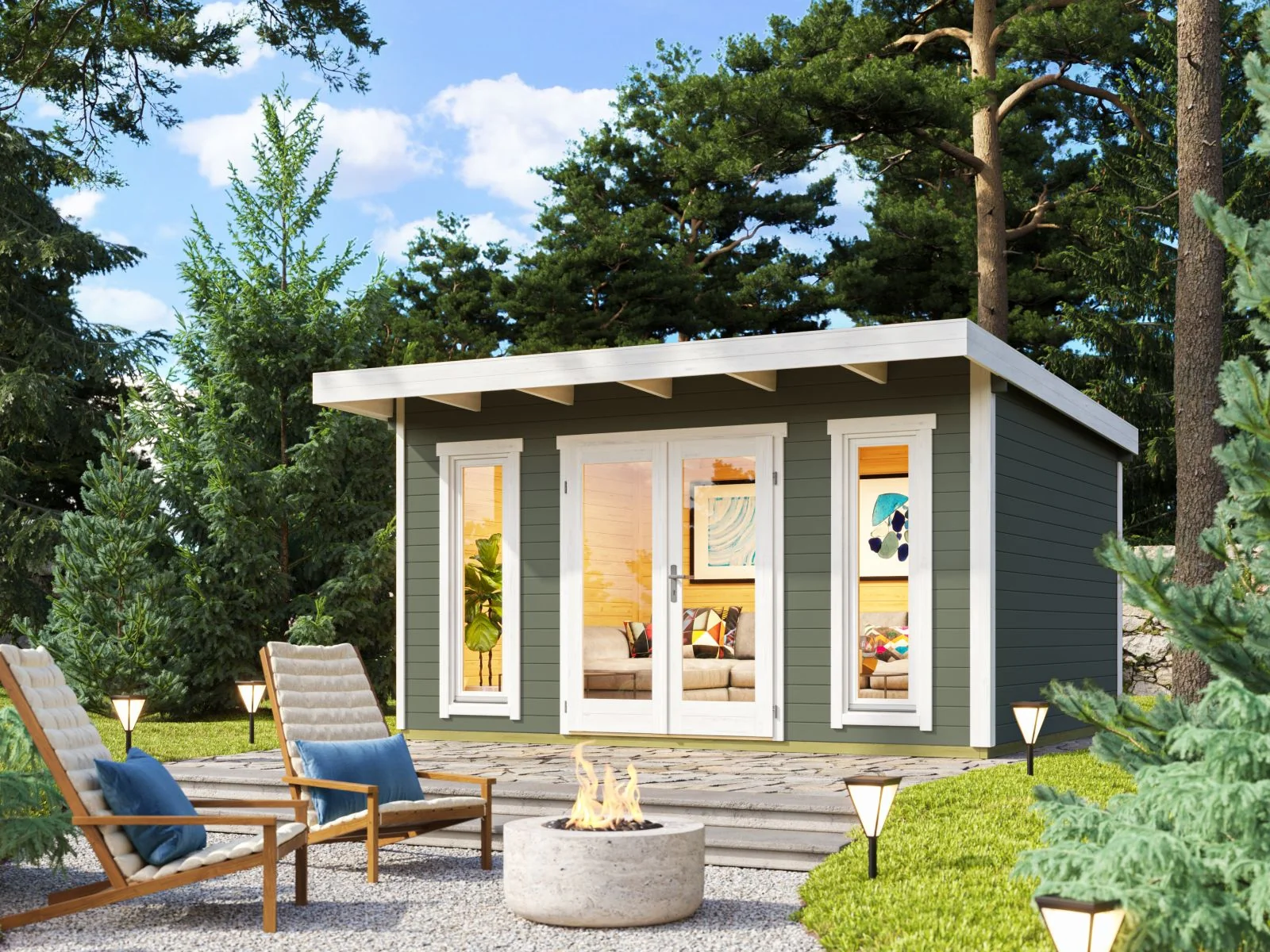 Lasita Gartenhaus Sizilien 1 grüngrau 44 mm