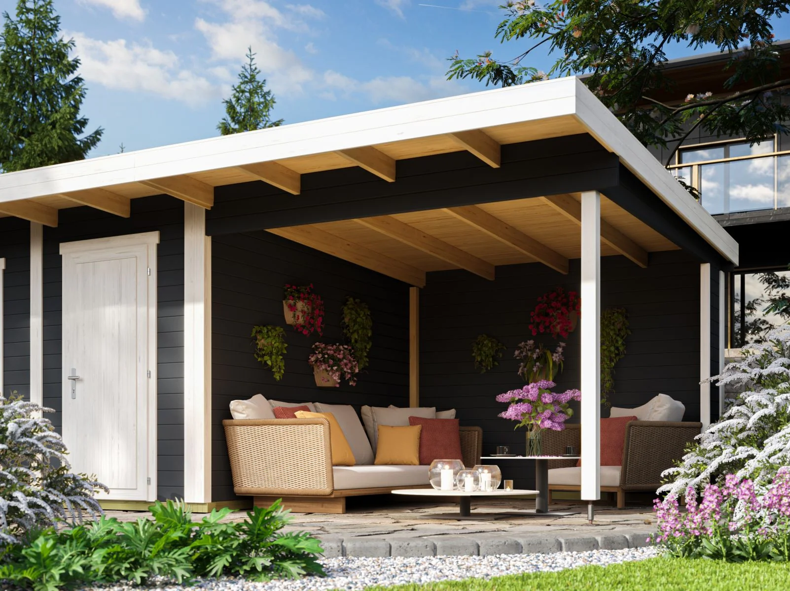 Lasita Gartenhaus Sizilien Dachverlängerung , carbongrau