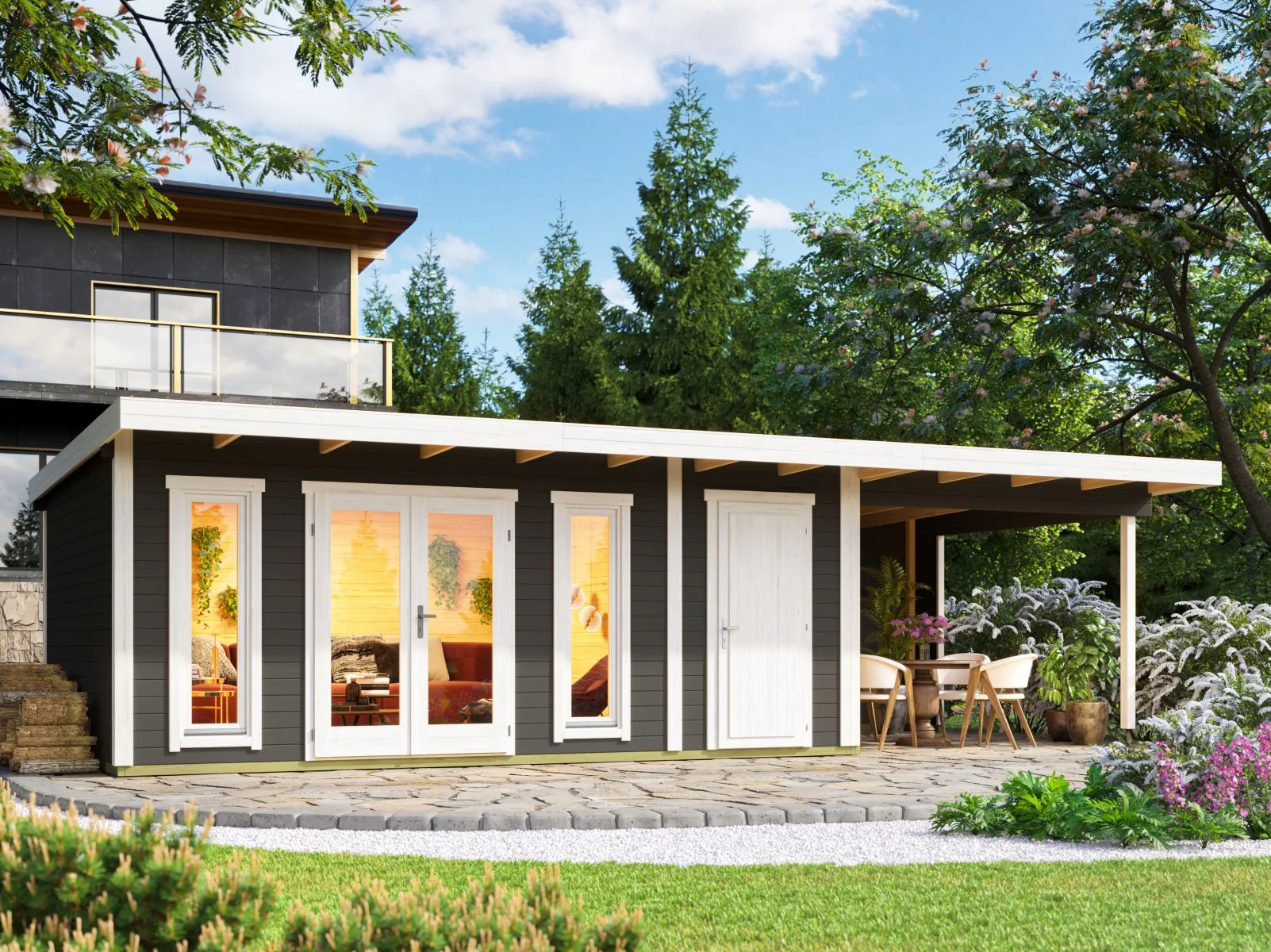 Lasita Gartenhaus Sizilien Dachverlängerung , carbongrau - Image 3