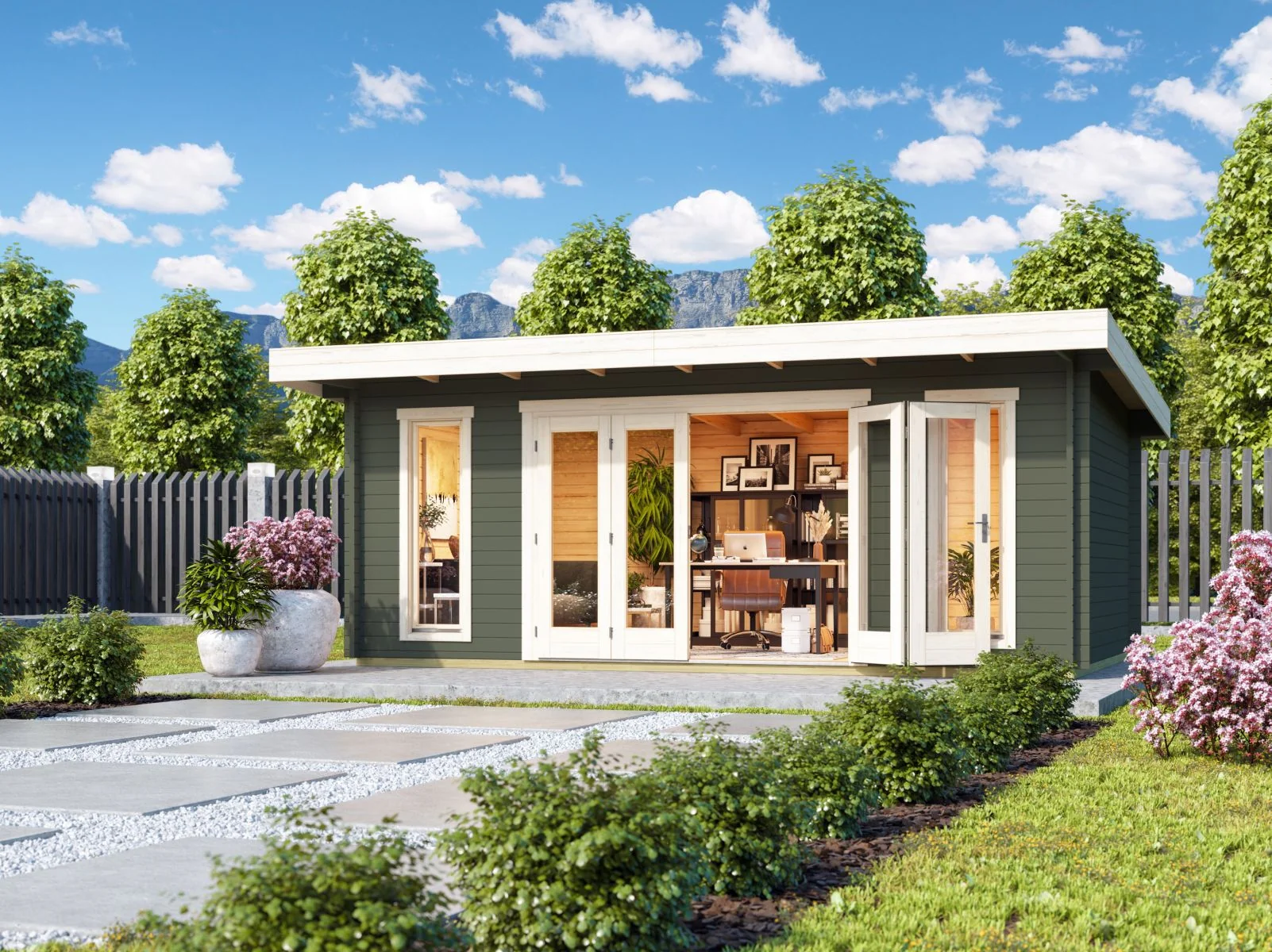 Lasita Gartenhaus Sussex 2 grüngrau 44 mm