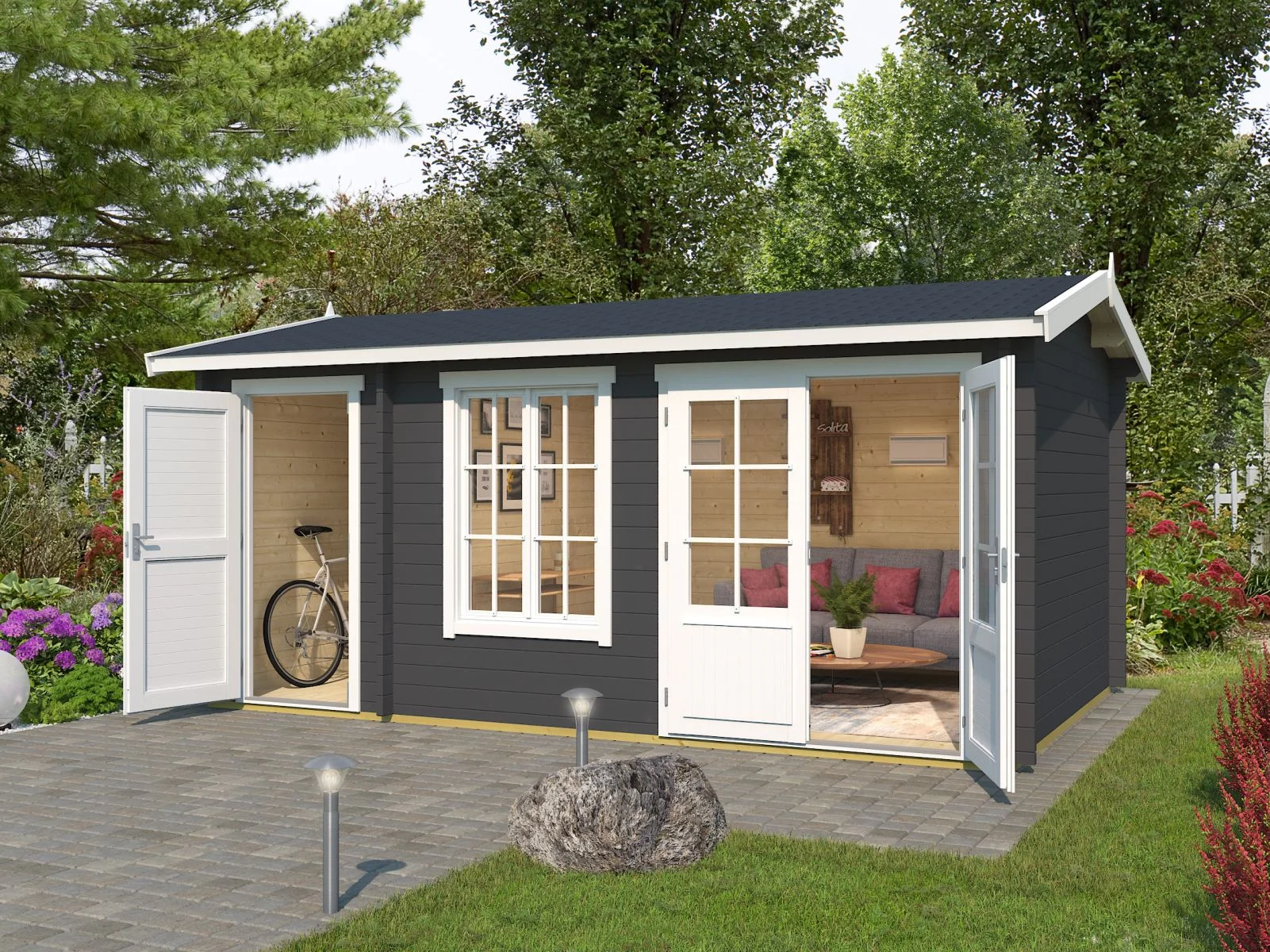 Lasita Gartenhaus Wrexham 2 carbongrau 44 mm