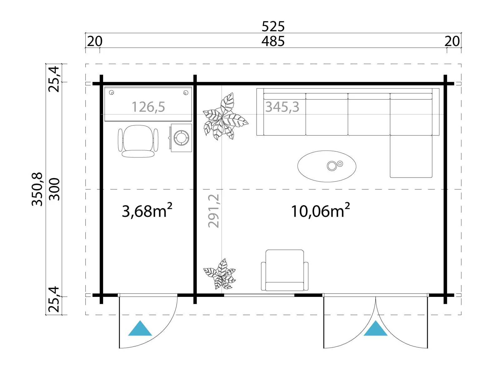 Lasita Gartenhaus Wrexham 2 carbongrau 44 mm - Image 4