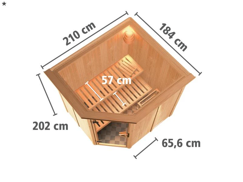 Lilja - Karibu Sauna Plug & Play 3,6 kW Bio Ofen, ext. Steuerung - mit Dachkranz - Energiespartür - Image 3