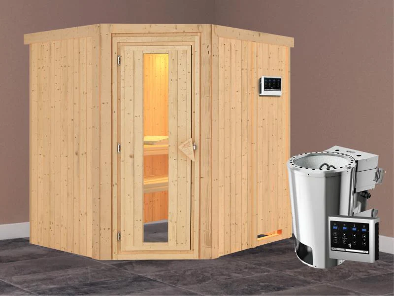 Lilja - Karibu Sauna Plug & Play 3,6 kW Bio Ofen, ext. Steuerung - ohne Dachkranz - Energiespartür - Image 2