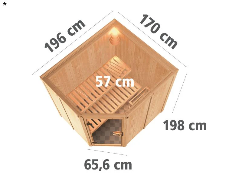 Lilja - Karibu Sauna Plug & Play 3,6 kW Bio Ofen, ext. Steuerung - ohne Dachkranz - Klarglas Ganzgla - Image 3