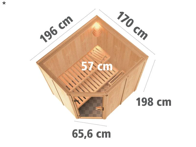 Lilja - Karibu Sauna Plug & Play 3,6 kW Ofen, ext. Steuerung - ohne Dachkranz - Energiespartür - Image 3