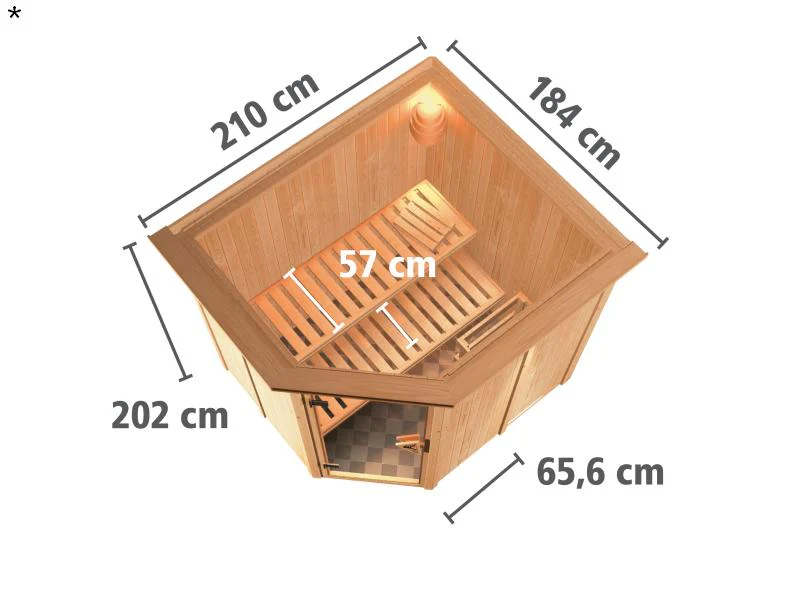 Lilja - Karibu Sauna Plug & Play 3,6 kW Ofen, int. Steuerung - mit Dachkranz - Energiespartür - Image 3
