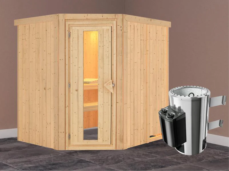 Lilja - Karibu Sauna Plug & Play 3,6 kW Ofen, int. Steuerung - ohne Dachkranz - Energiespartür - Image 2