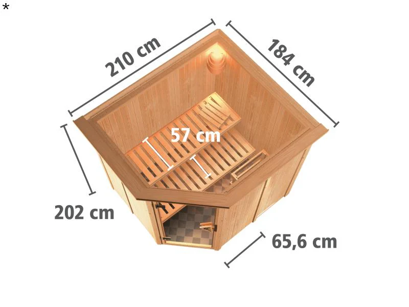 Lilja - Karibu Sauna Plug & Play inkl. 3,6 kW-Bioofen - mit Dachkranz - - Image 3