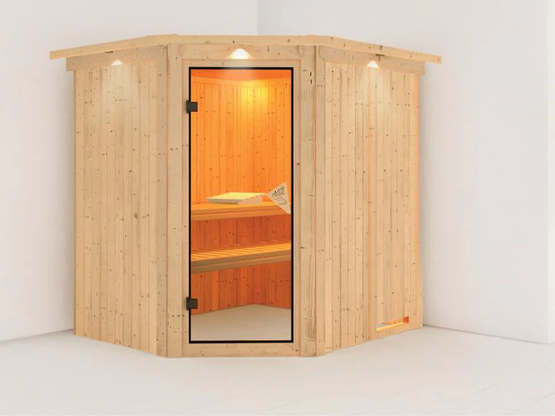Lilja - Karibu Sauna Plug & Play ohne Ofen - mit Dachkranz - - Image 4
