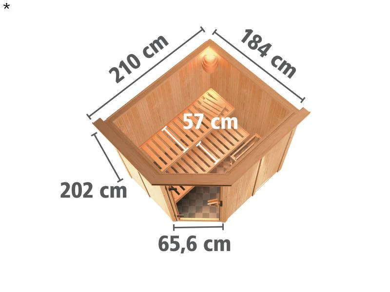 Lilja - Karibu Sauna Plug & Play ohne Ofen - mit Dachkranz - Energiespartür - Image 3