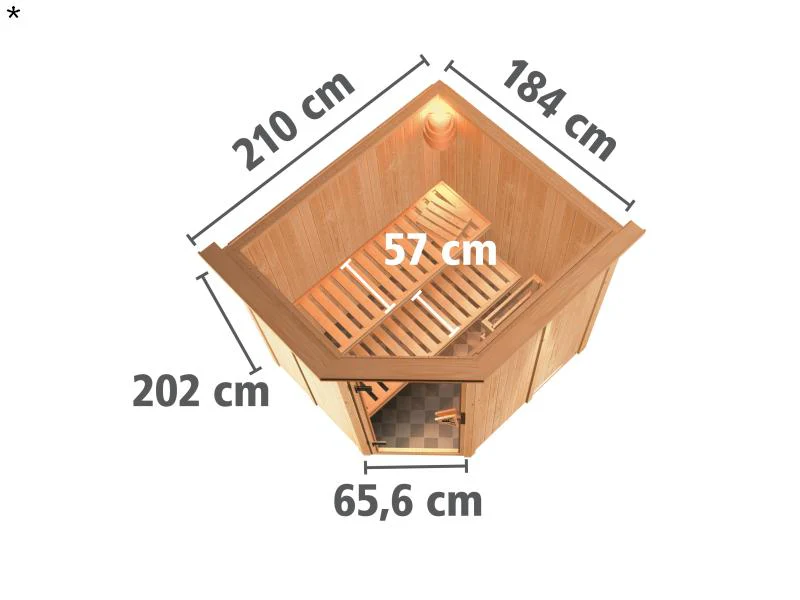 Lilja - Karibu Sauna Plug & Play ohne Ofen - mit Dachkranz - Moderne Saunatür - Image 3