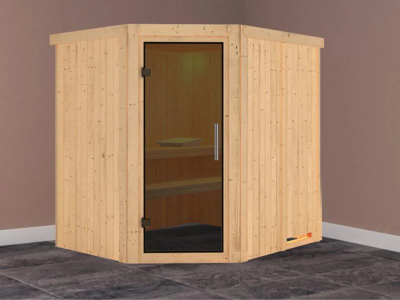 Lilja - Karibu Sauna Plug & Play ohne Ofen - ohne Dachkranz - Moderne Saunatür - Image 2