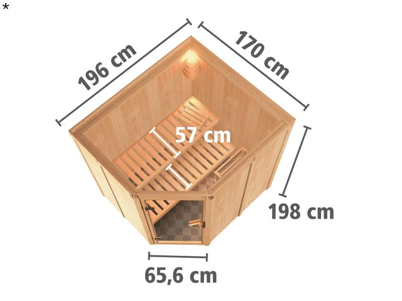 Lilja - Karibu Sauna Plug & Play ohne Ofen - ohne Dachkranz - Moderne Saunatür - Image 3