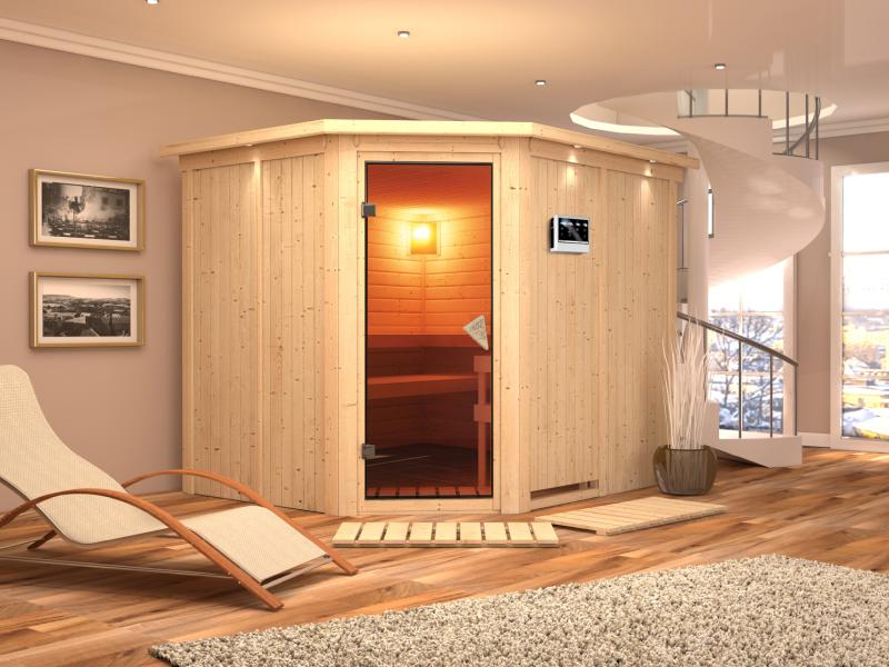 Malin - Karibu Sauna inkl. 9-kW-Bioofen - mit Dachkranz - - Image 4