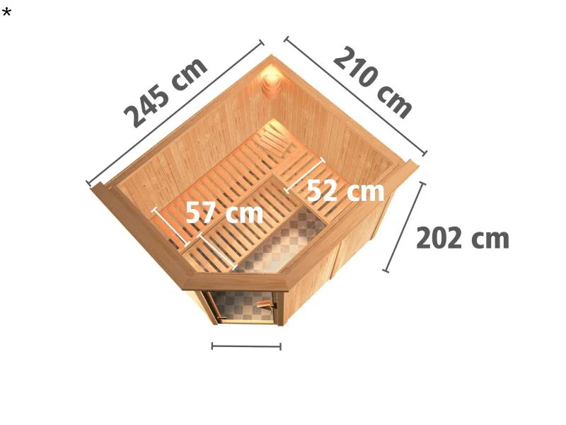 Malin - Karibu Sauna inkl. 9-kW-Ofen - mit Dachkranz - - Image 3