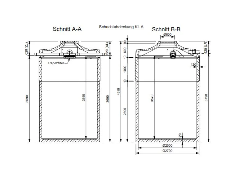 Mall Betonzisterne Family 17500 Liter, begehbar, mit Trapezfilter - Image 3