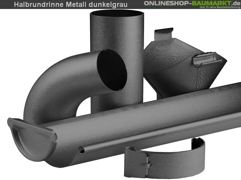 Metall-Dachrinne dunkelgrau Viereckdach 4 x 500 cm - Image 4