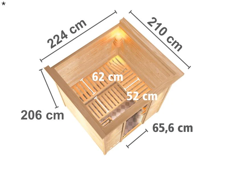 Mojave - Karibu Sauna inkl. 9-kW-Bioofen - mit Dachkranz - - Image 3
