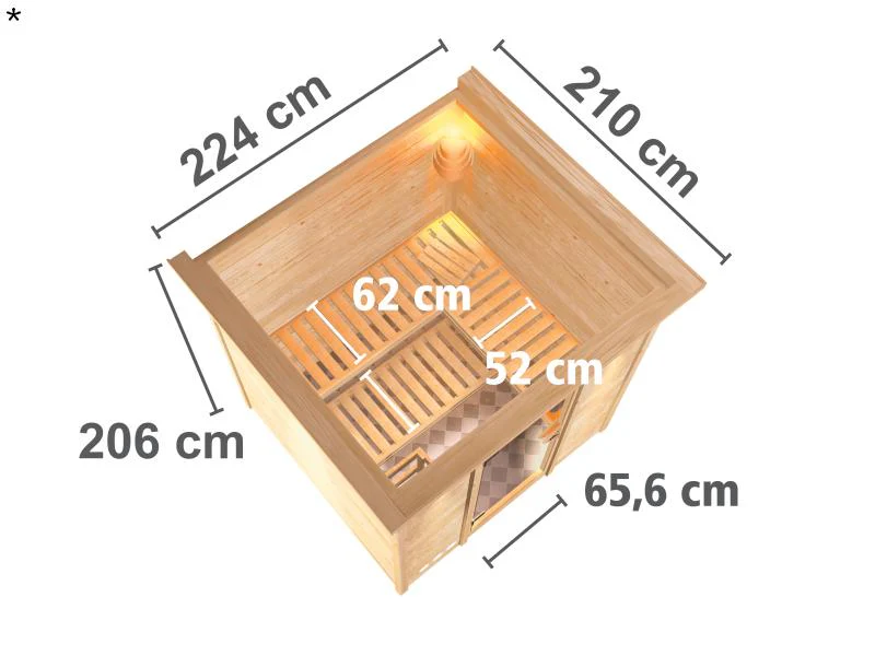 Mojave - Karibu Sauna inkl. 9-kW-Ofen - mit Dachkranz - - Image 3