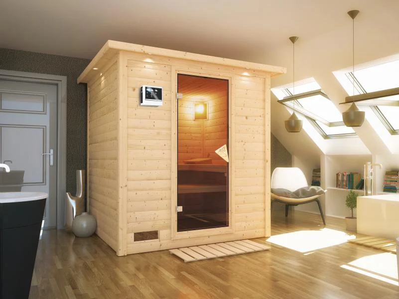 Mojave - Karibu Sauna inkl. 9-kW-Ofen - mit Dachkranz - - Image 4