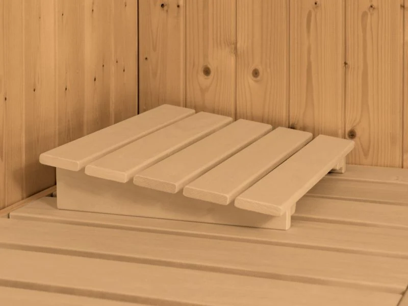 Nanja - Karibu Sauna Plug & Play 3,6 kW Ofen, int. Steuerung - mit Dachkranz - Moderne Saunatür - Image 7