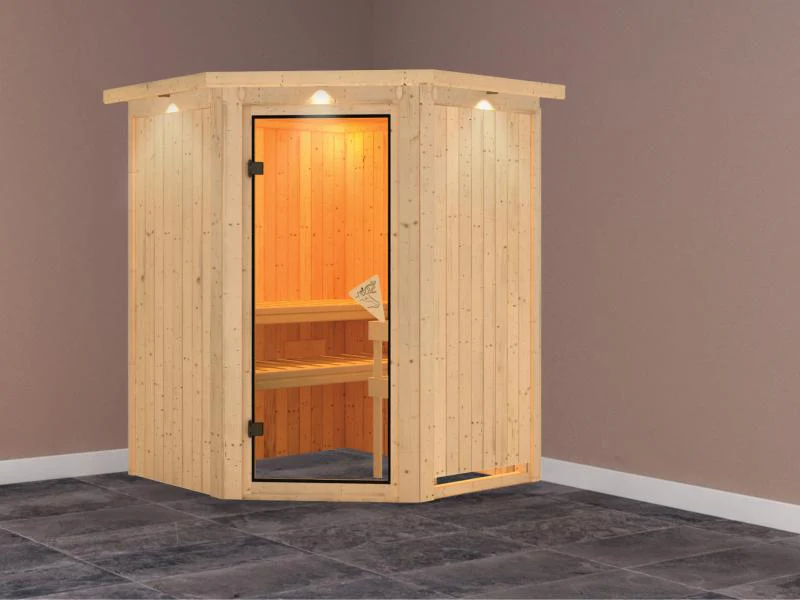 Nanja - Karibu Sauna Plug & Play ohne Ofen - mit Dachkranz - - Image 2