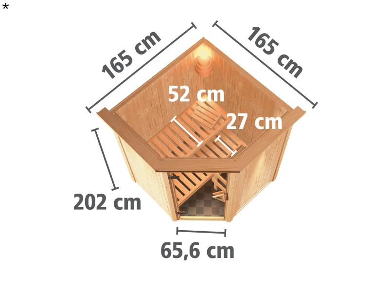 Nanja - Karibu Sauna Plug & Play ohne Ofen - mit Dachkranz - Energiespartür - Image 3