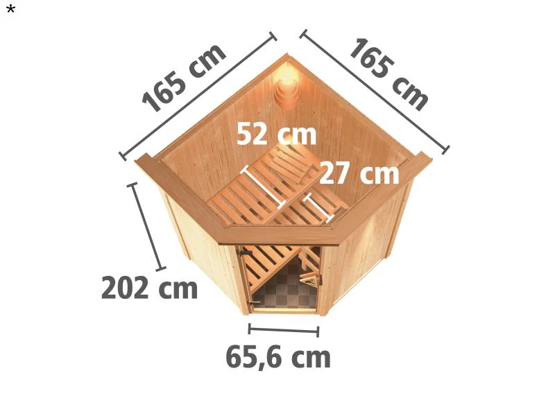 Nanja - Karibu Sauna Plug & Play ohne Ofen - mit Dachkranz - Klarglas Ganzglastür - Image 3