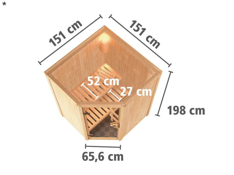 Nanja - Karibu Sauna Plug & Play ohne Ofen - ohne Dachkranz - Klarglas Ganzglastür - Image 3
