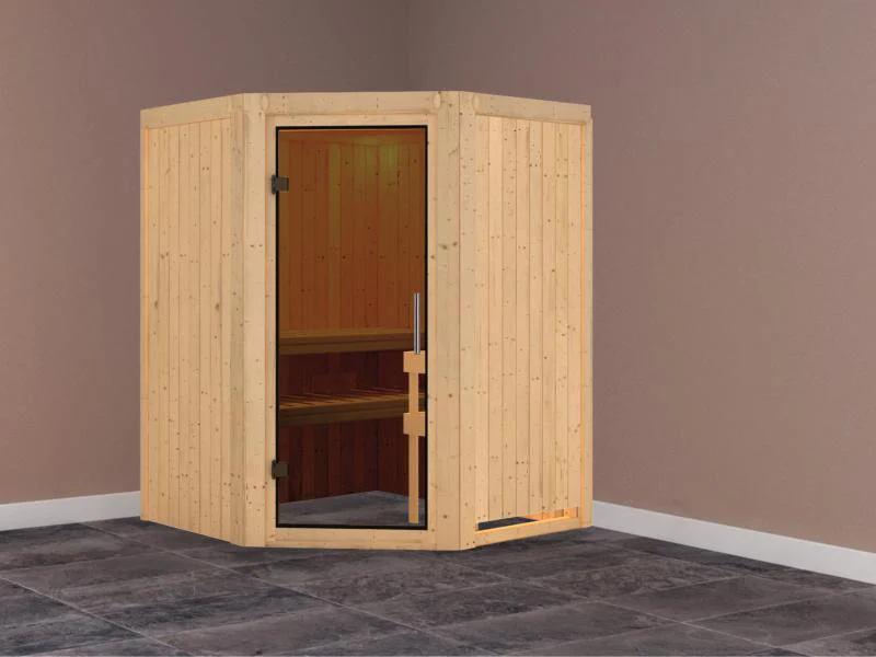 Nanja - Karibu Sauna Plug & Play ohne Ofen - ohne Dachkranz - moderne Saunatür - Image 2